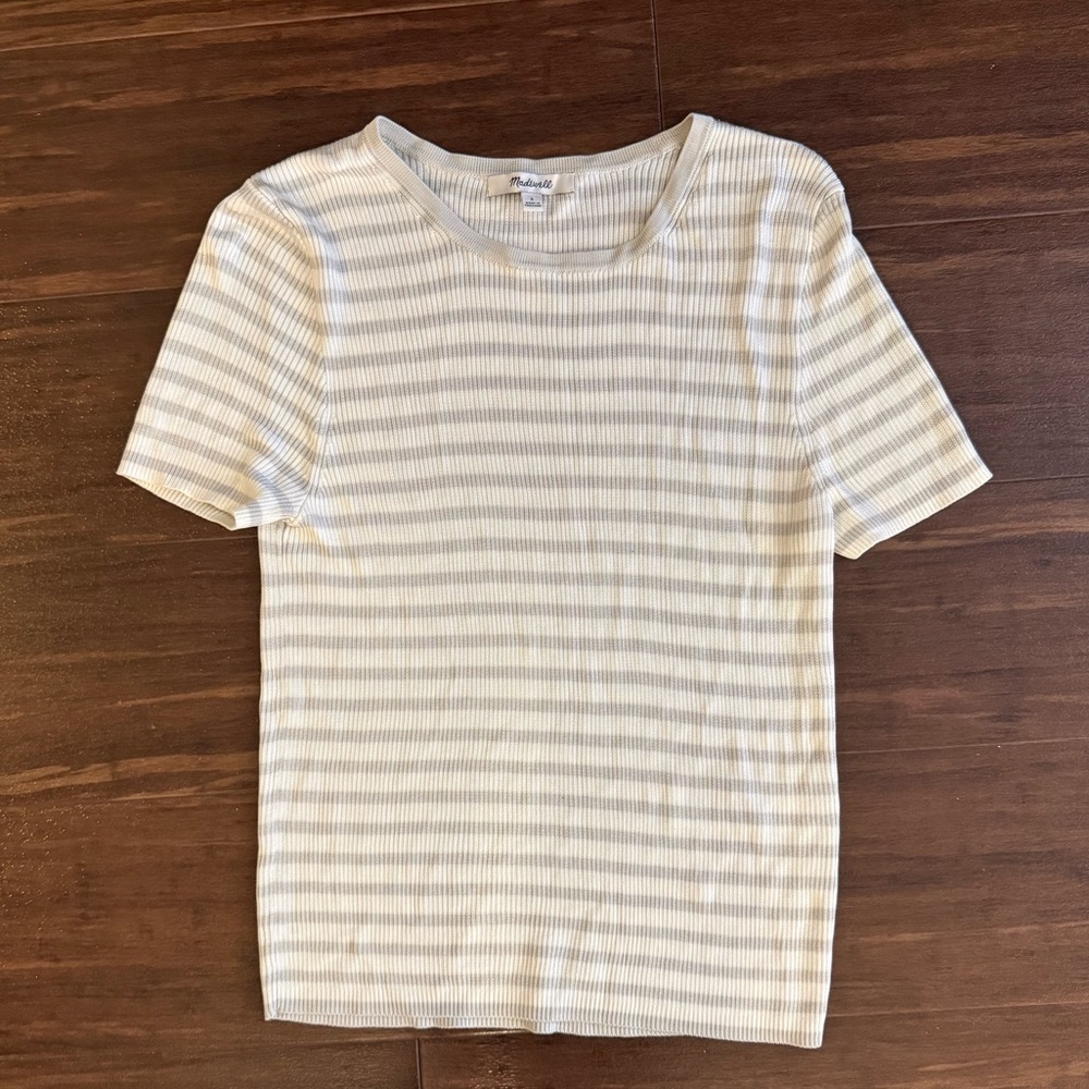 Madewell striped ribbed luxe tee in size S